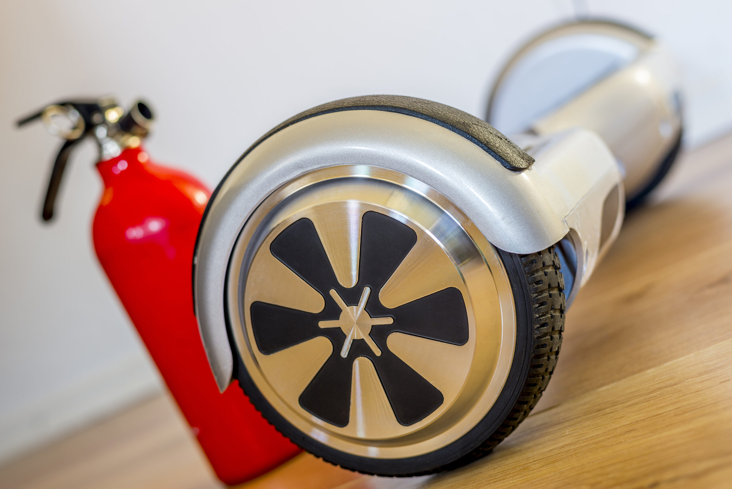 charging a hoverboard with fire extinguisher nearby