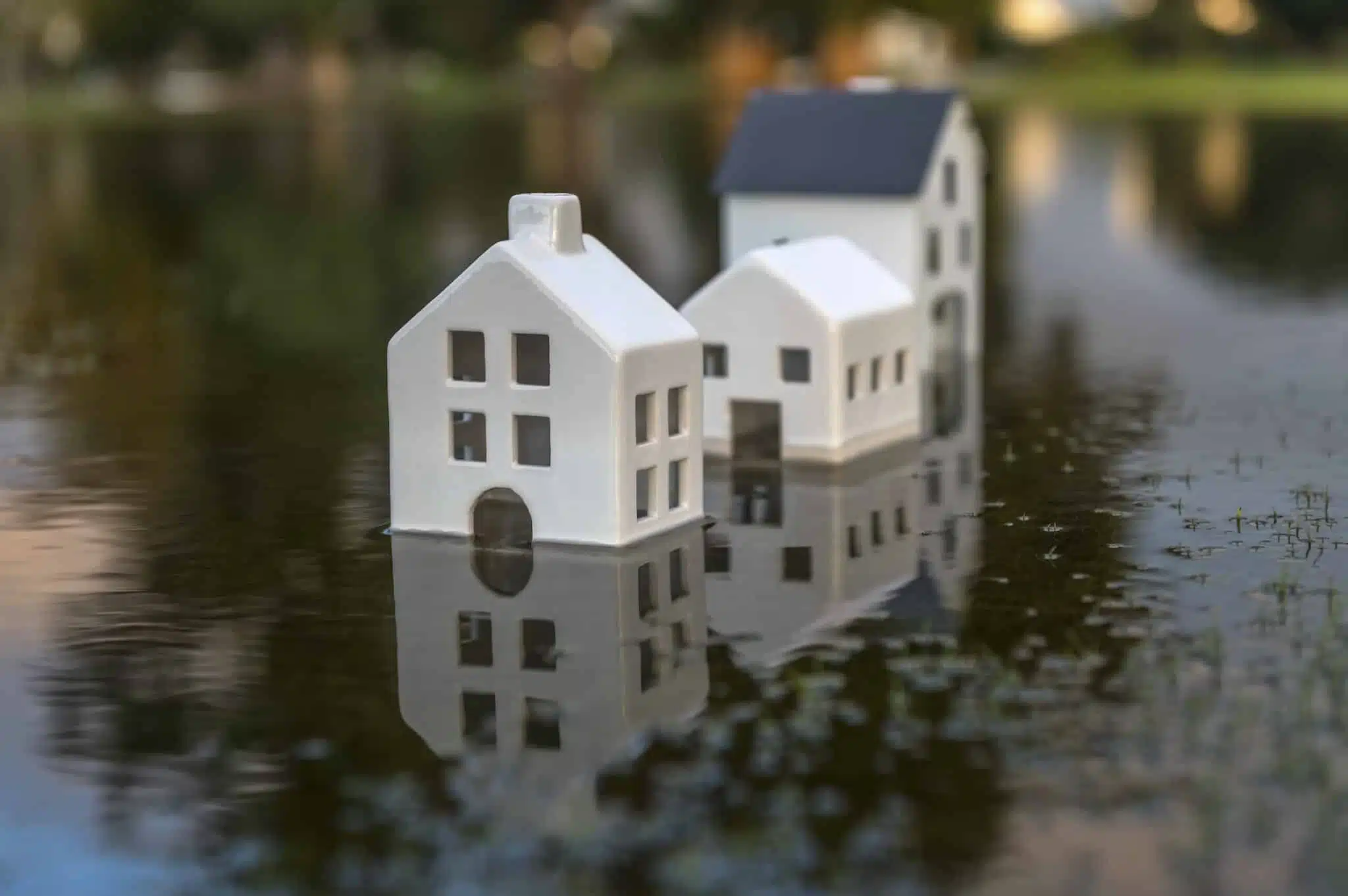 Depiction of flooded homes